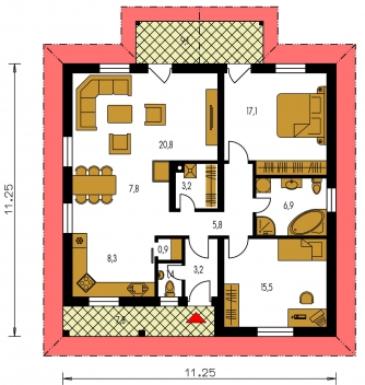 Grundriss des Erdgeschosses - BUNGALOW 36